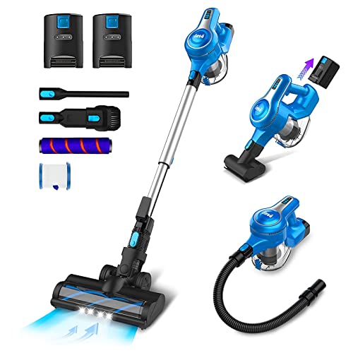 INSE Cordless Vacuum Cleaner, 28Kpa 300W Brushless Stick Vacuum with 2 Batteries, Up to 90min Runtime, 10-in-1 Powerful Rechargeable Lightweight Cordless Vacuum for Carpet Hard Floor Pet Hair, S6P Pro
