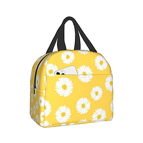 Carati White Aster Daisy Yellow Lunch Bag for Women