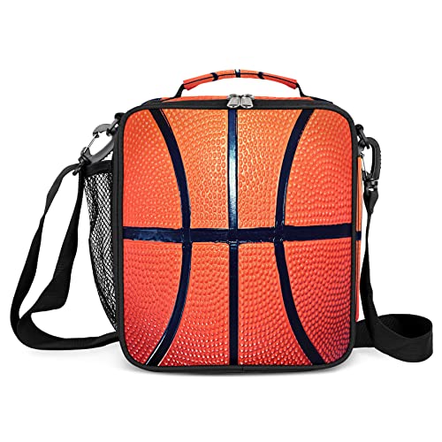 Kids Basketball Lunch Bag with Adjustable Strap & Water Bottle Holder