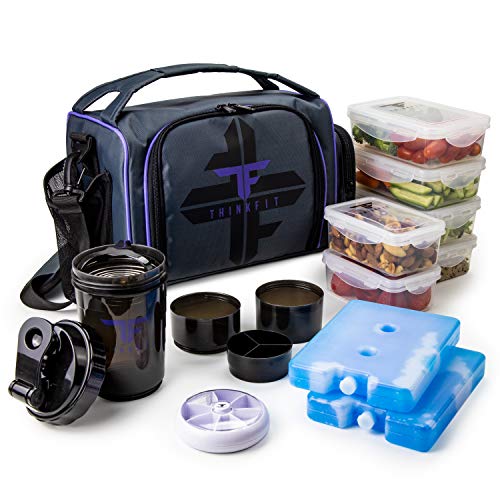 Modetro Ultra Slim Leak Proof Bento Lunchbox with 3 Portion Control Compartments, Includes Matching Insulated Lunch Bag - Ideal