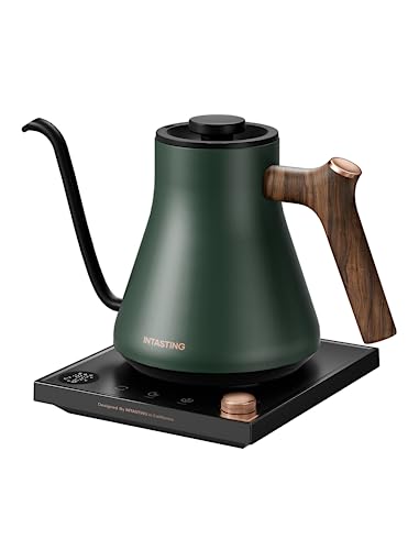 INTASTING Gooseneck Electric Kettle - Precise Temperature Control, Quick Heating, Stainless Steel Inner, 0.9L Green