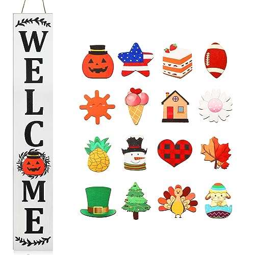 Interchangeable Porch Sign with Seasonal Icons