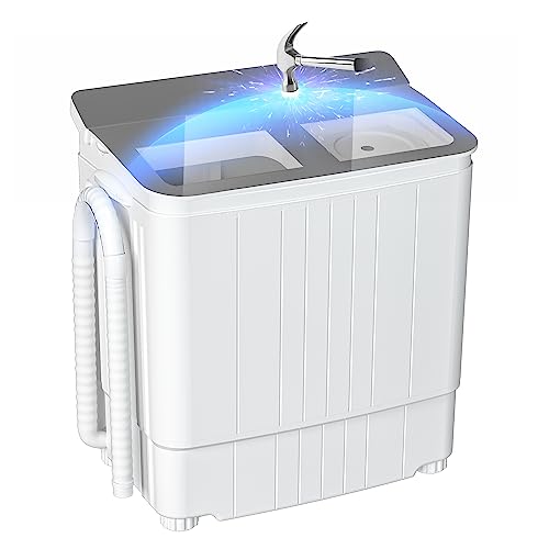 INTERGREAT Portable Washing Machine, 14.5 lbs Mini Compact Washer Machine and Dryer Combo, Small Twin Tub Washer with Drain Pump and Spin Cycle