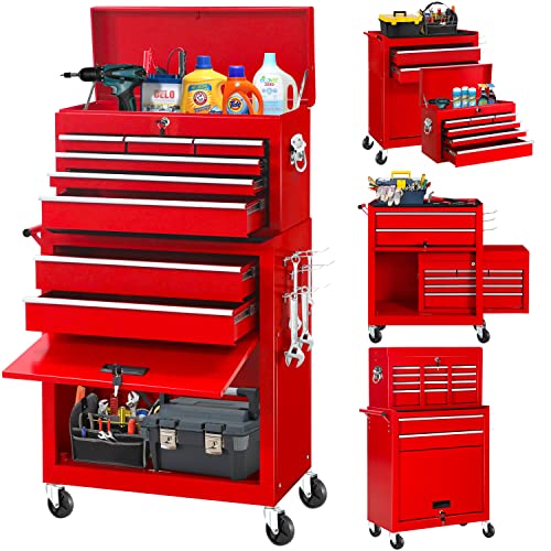 INTERGREAT 8-Drawer Rolling Tool Chest with Locking Mechanism