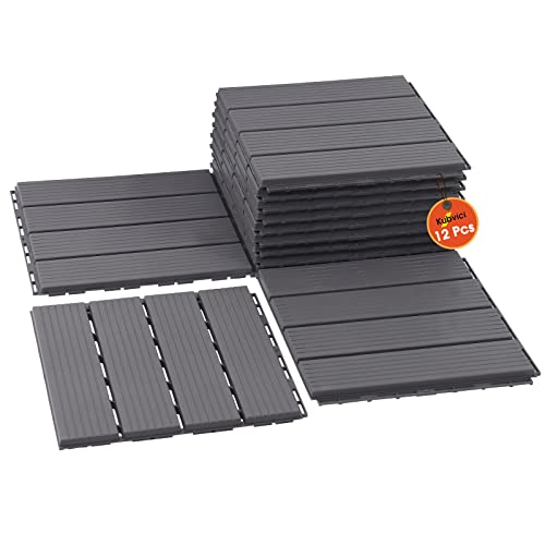 Interlocking Deck Tiles - Waterproof Patio Flooring - Charcoal Gray