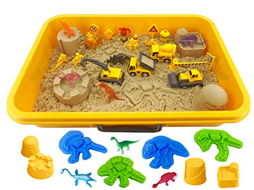 INvench Dinosaur Play Sand Set - 38 Piece Sensory Kit with Magic Sand