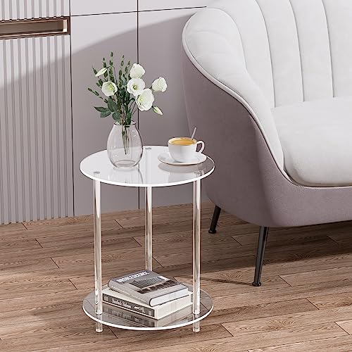 Invisibiliter Clear Acrylic Round Side Table for Living Room and Bedroom