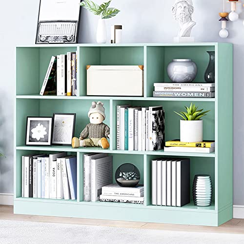 IOTXY Open Shelf Low Bookcase - Wooden 3-Tier Floor Standing Display Cabinet Organizer