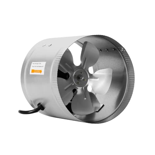 iPower 8 Inch Inline Vent Blower Fan for HVAC, Low Noise, Silver
