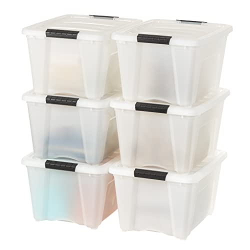 IRIS USA 32 Qt. Plastic Storage Container Bin with Secure Lid and Latching Buckles