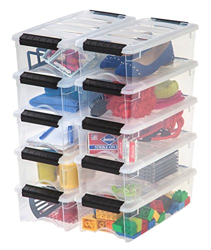 Citylife 1.3 QT 10 Pack Small Storage Bins Plastic Storage Container  Stackable Box with Lids for Organizing, Clear Grey