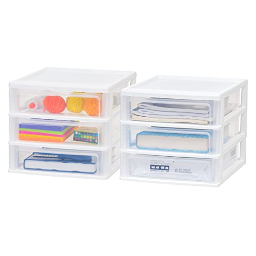 STORi Audrey Stackable Clear Bin Plastic Organizer Drawers | 2 Piece Set |  Organize Cosmetics and Beauty Supplies on a Vanity | Made in USA