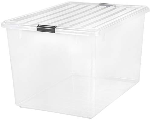 IRIS USA Large Plastic Storage Container Bin with Secure Lid and Latching Buckles