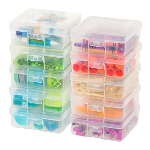 Citylife 1.3 QT 10 Packs Small Clear Storage Bins with Lids Plastic Kids  Craft Storage Bins 