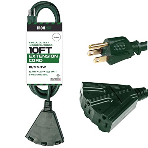 10-ft 3-Outlet Green Waterproof Outdoor Extension Cord for Landscaping