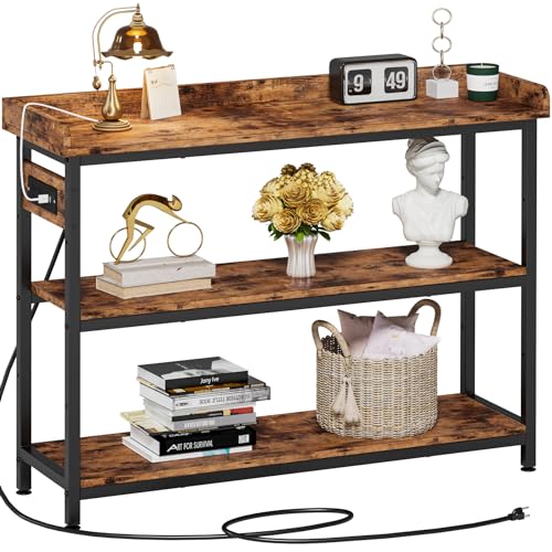 IRONCK Console Table, Sofa Table with Power Outlet