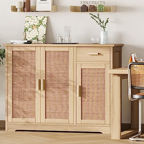 Irontar Kitchen Storage Cabinet Sideboard Buffet Cabinet With Rattan Decorated Doors 51UiLiSafGL 