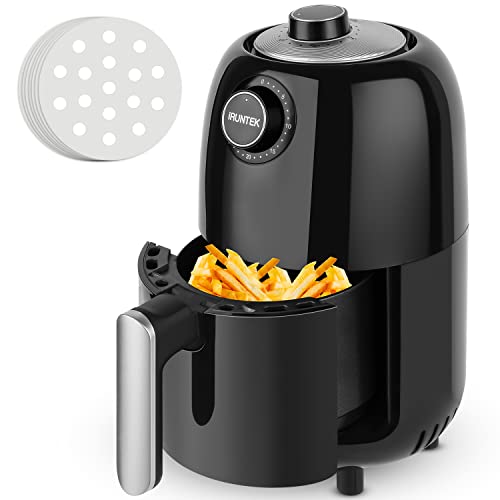 iRUNTEK 1.3Qt Mini Air Fryer with Recipe Book and Parchment Paper Liners