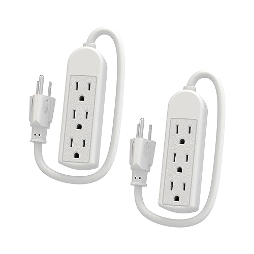 ISLECORD 2-Pack Power Strip - Slim White Extension Cord for Home/Office