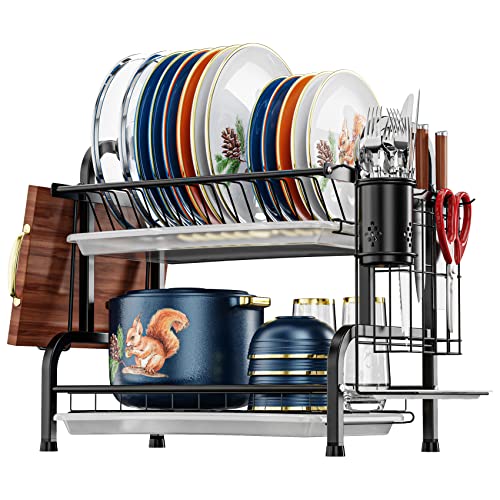 iSPECLE 2-Tier Stainless Steel Dish Drying Rack for Kitchen