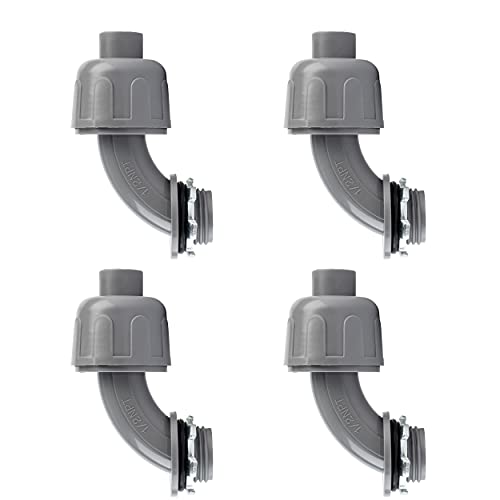 ISPINNER 4pcs NPT 1/2" Nonmetallic Liquid Tight 90 Degree Electrical Conduit Connector Fittings, UL Listed, 94V-1, Pack of 4