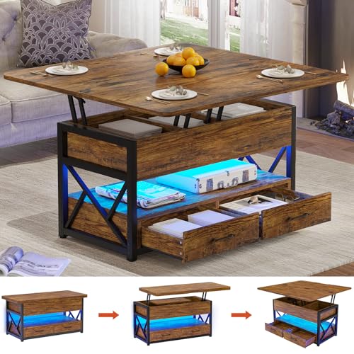 Itaar 40 Coffee Table with Storage, Drawers & LED Light