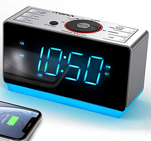 iTOMA Alarm Clock Radio with Bluetooth Speaker