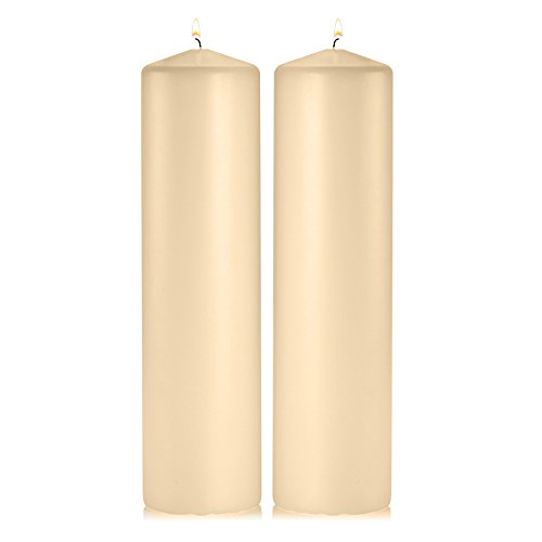 Ivory Pillar Candles - Set of 2 Unscented Pillar
