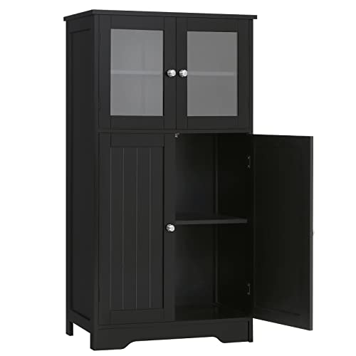 Iwell Bathroom Cabinet with Glass Doors and Adjustable Shelves