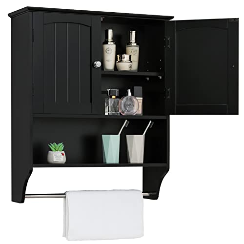 Iwell Black Bathroom Wall Cabinet