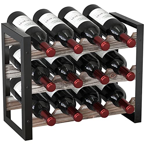 JACKCUBE Wine Rack 3 Tier Stackable Storage - Elegant and Durable