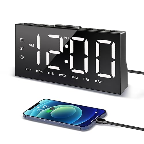 JALL Digital Alarm Clock with Large Display and 2 USB Charging Ports