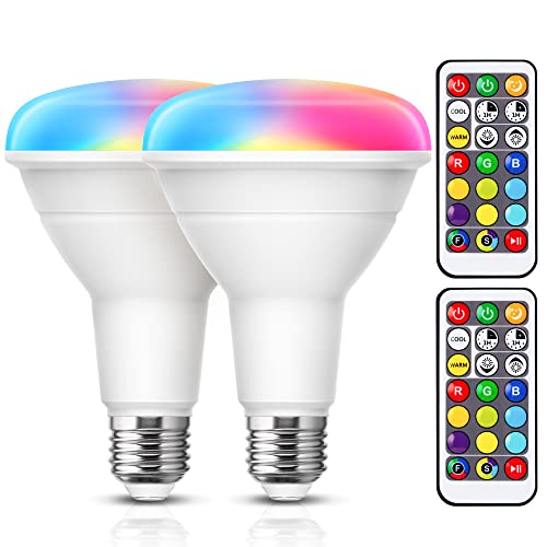 JandCase BR30 Color Changing Light Bulb, 2 Pack