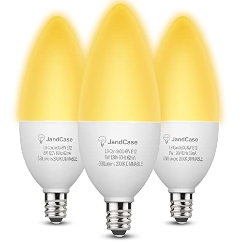 JandCase Dimmable Yellow LED Bug Bulbs, 6W (60W Equivalent), UL Listed - 3 Pack