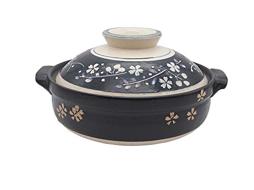 Japanese Sakura Cherry Blossom Design Donabe Ceramic Hot Pot Casserole Banko Earthenware Clay Pot