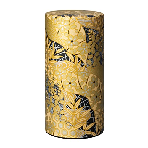 Japanese Tea Canister Tin Golden Pattern