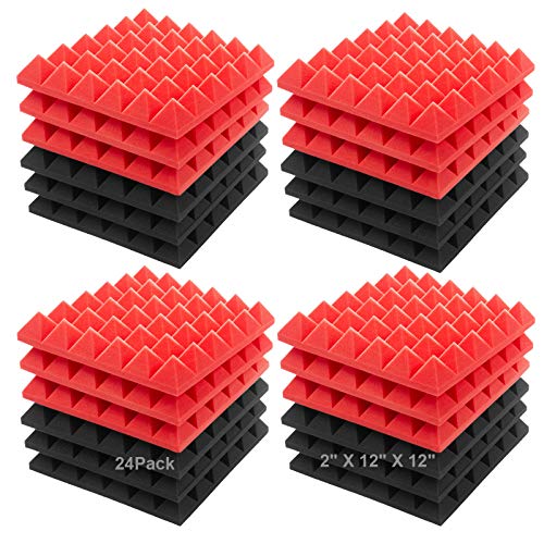 JBER 24 Pack Acoustic Foam Panels in Red and Black