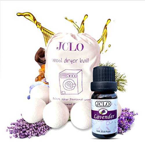 JCLO XL 6-Pack Organic Wool Dryer Balls with Lavender Essential Oil