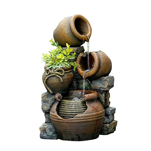 Jeco FCL055 Multi Pots Outdoor Water Fountain with Flower Pot
