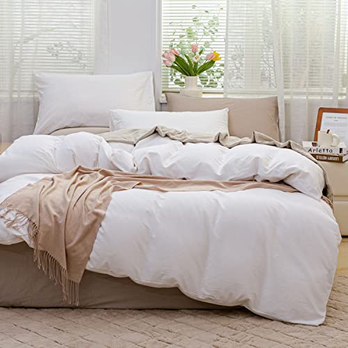 JELLYMONI White Cotton Duvet Cover Set - Soft and Cozy Bedding