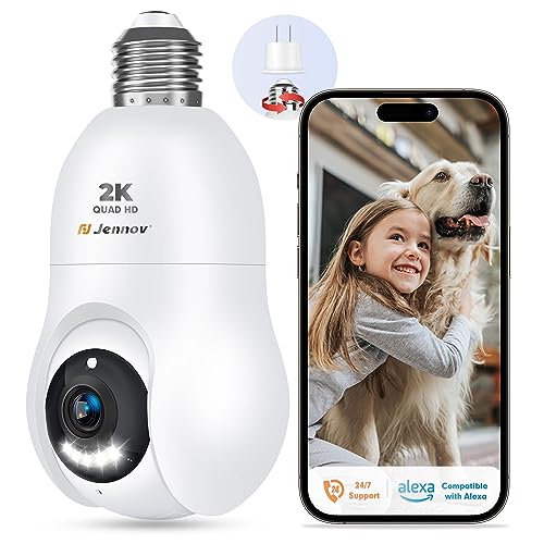 Jennov 2K/3MP Light Bulb Security Camera - Comprehensive Home Surveillance