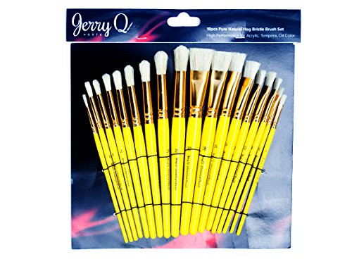 Jerry Q Art Hog Bristle Brush Set for Oil, Acrylic, Tempera