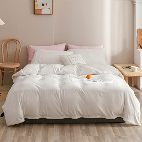 Soft Knit Queen Size Duvet Cover Set with 2 Pillowcases