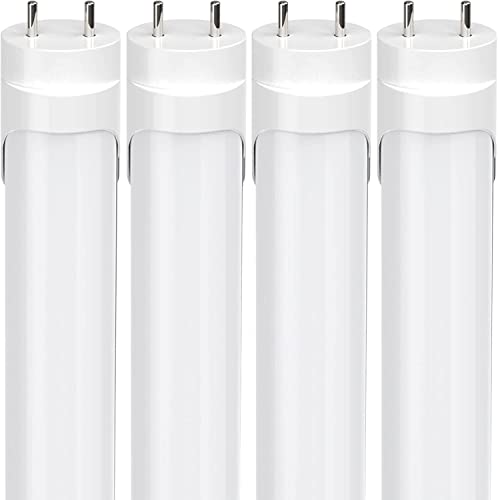 JESLED Dimmable T8 LED Type B Light Bulbs 4 Foot, 3120+Lumens, 5000K Daylight White, 24W (65W Equivalent), 4FT Fluorescent Tube Replacement, 4-Pack