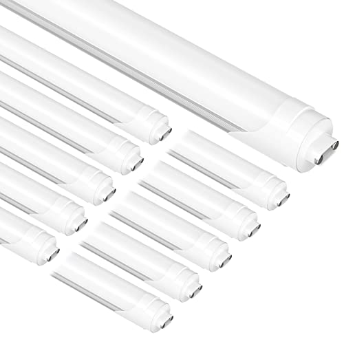 JESLED R17D/HO 8FT LED Light Bulbs - LED Tube 45W (110w Equivalent), Rotate, 6000K Cool White, 4800LM, Frosted Cover, T8/T10/T12 Dual Ended Power, Ballast Bypass, F96T12/CW/HO LED Replacement(12 Pack)