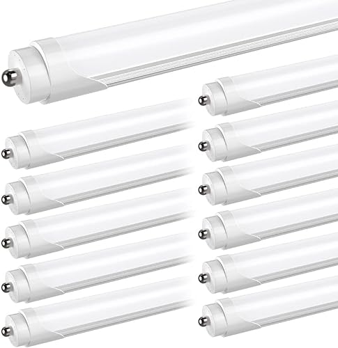 JESLED 8FT LED Tube Light Bulbs 12-Pack 5000K Daylight White