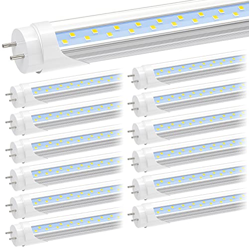 JESLED 4FT LED Type B Tube Light Bulbs 24W 6000K-6500K 3000LM 12-Pack