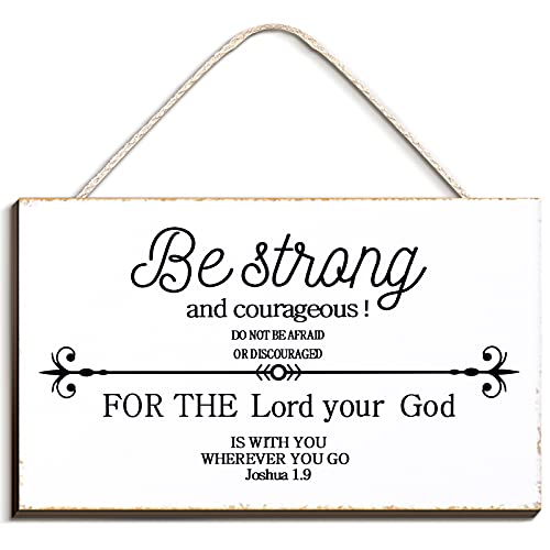 Jetec Be Strong and Courageous Farmhouse Style Wall Art 9.5 x 5.5 Inch