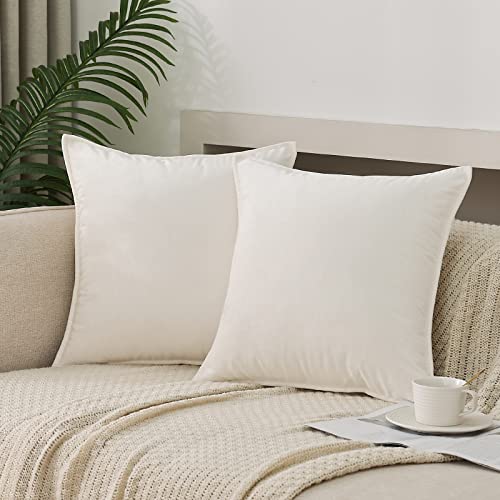 18x18 Inch Velvet White Throw Pillow Covers Set for Spring Décor