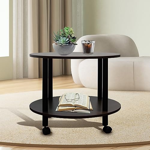 JIFULI Round Coffee Table with Storage Shelf